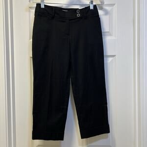 Ann Taylor Loft Julie cropped stretch pockets black petite capri pant size O/P